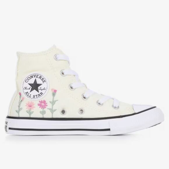 Converse Other - Converse Chuck Taylor All Star Hi Kids Youth 3 Cream Floral High-Top Sneakers